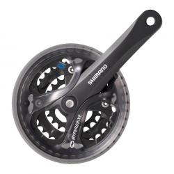 Angrenaj Shimano FC-M361-L, lungime brate 175mm, 3 foi (42-32-22T), 7/8-viteze, cu protectie, culoare negru Angrenaje si Monoblocuri
