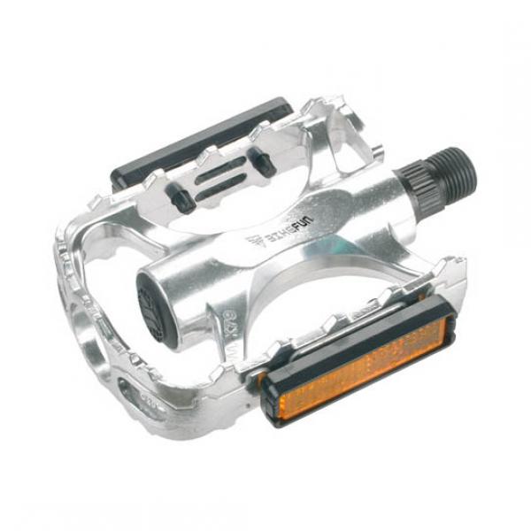 Pedale BikeFun UPLANDER pentru MTB, din aluminiu, culoare argintiu Pedale
